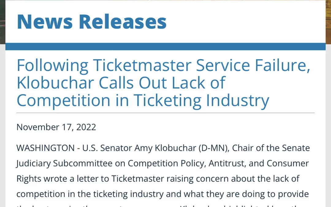 Lack of Competition in Ticketing Industry