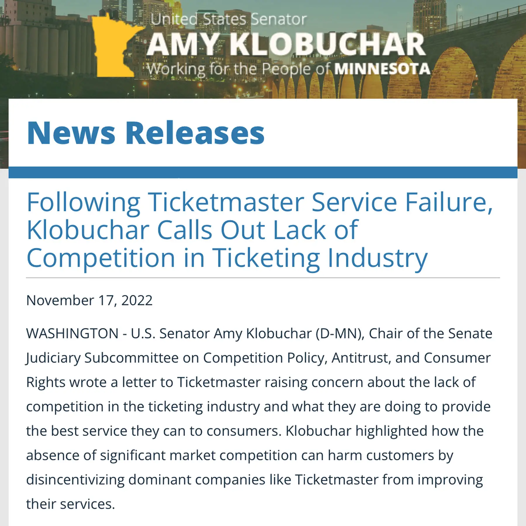 Lack of Competition in Ticketing Industry