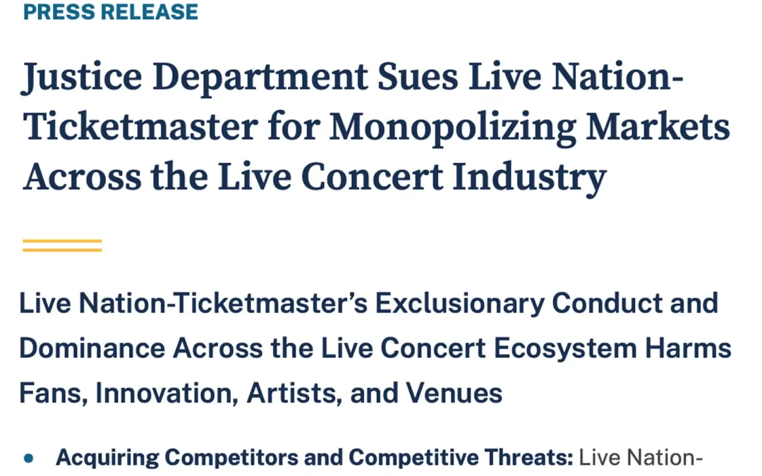 Justice Dept Files Lawsuit Against Live Nation