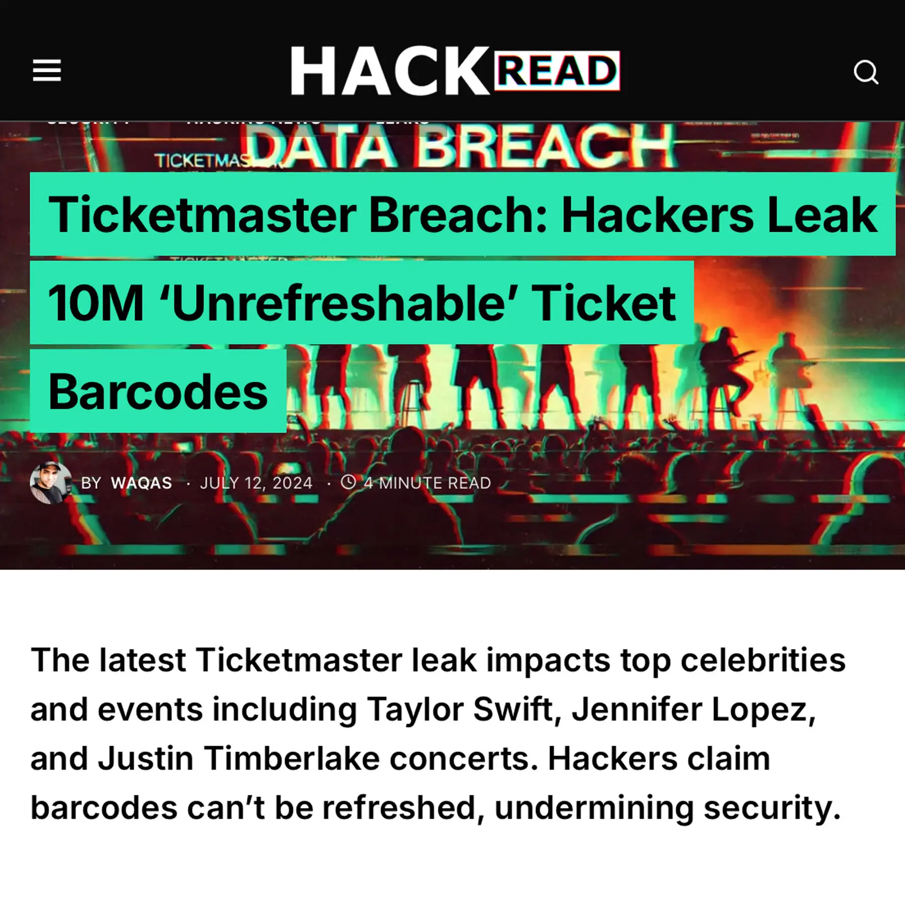 10 Million Ticketmaster Tickets Hacked