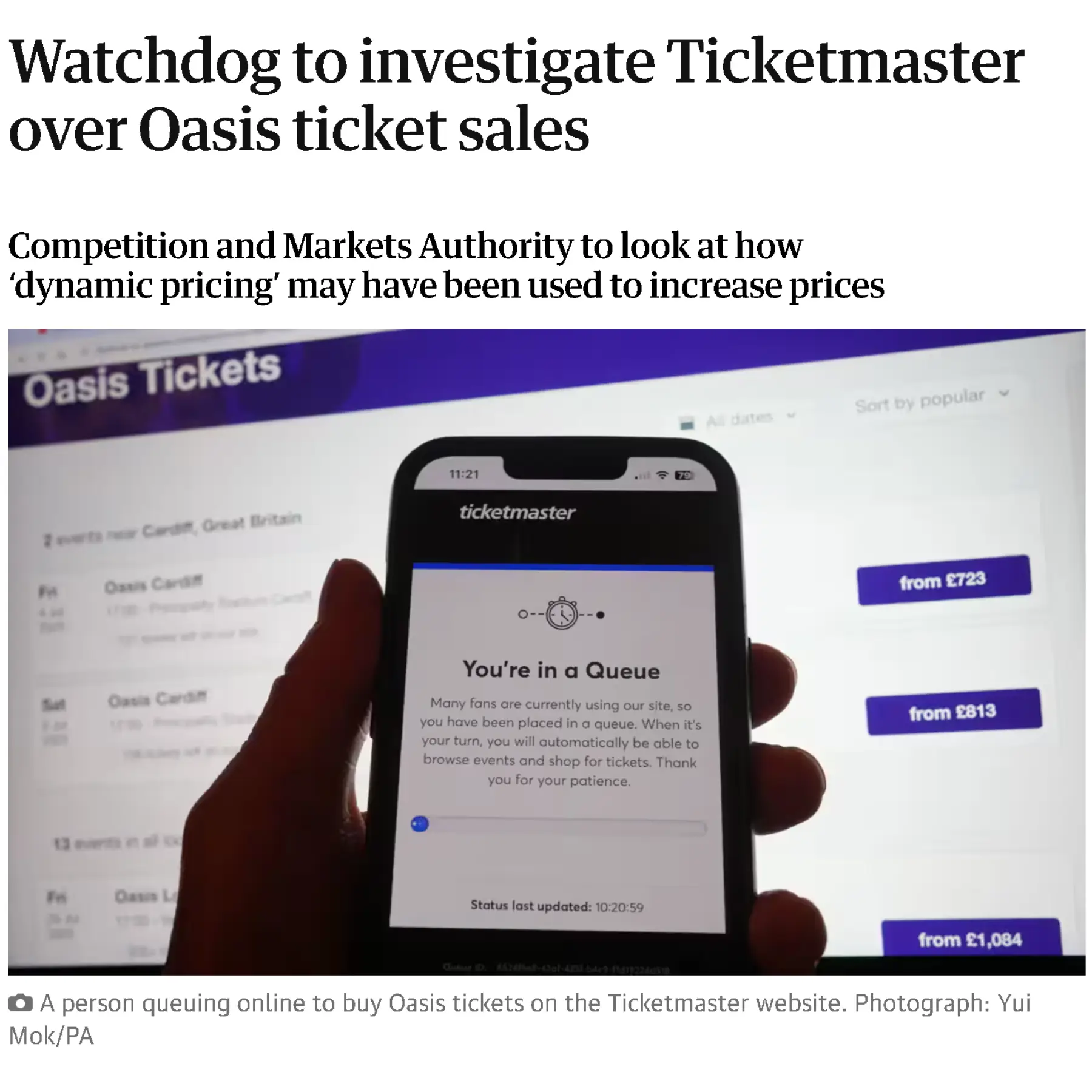 UK Watchdog Investigates Ticketmaster