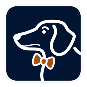 teckel sticker — navy tile
