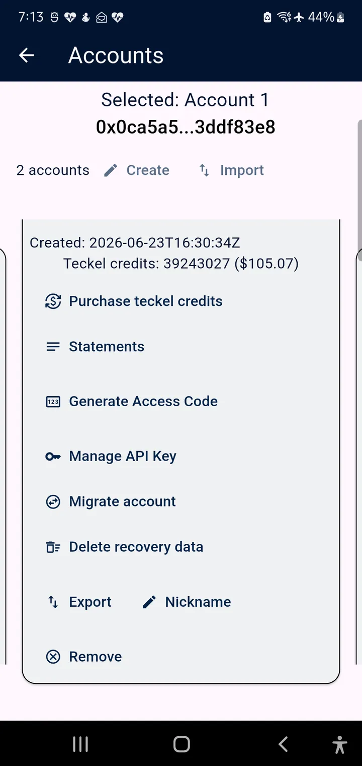teckel App User Guide 19 The Accounts screen (App 2.0.6)