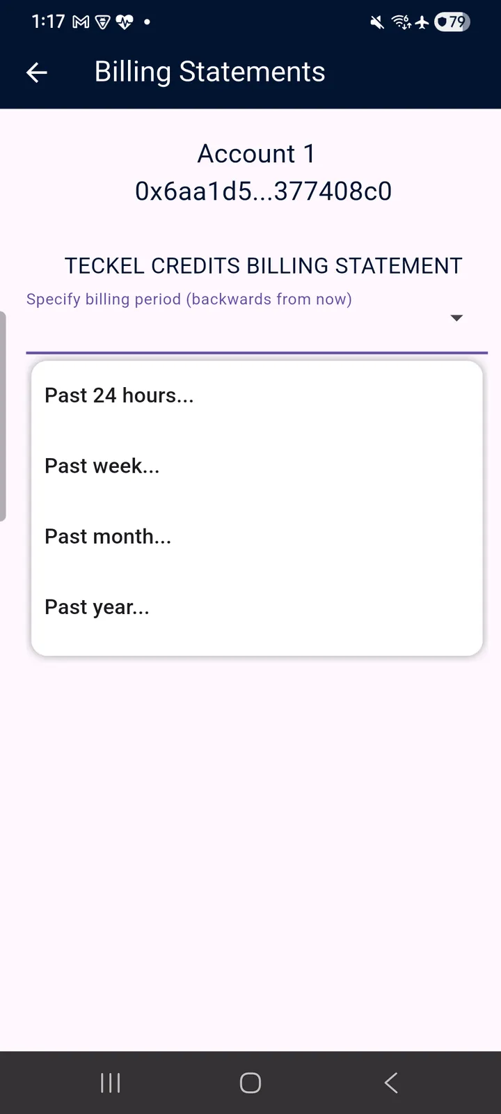 teckel App User Guide 46 Billing Statements: choose the billing period, then “Generate statement (as PDF)”.