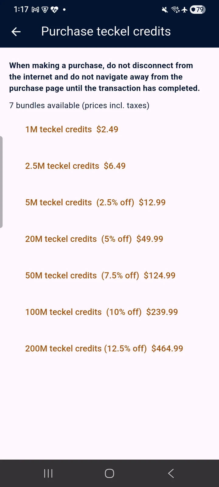 teckel App User Guide 44 The tc store: seven bundles, with graduated discounts on the larger ones